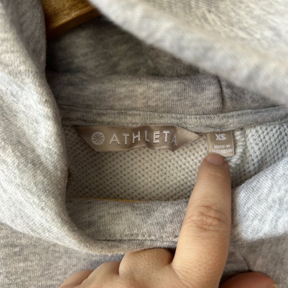 Athleta Boxy Hoodie Womens XS Gray Oversized Sweatshirt Pocket Athletic - Picture 3 of 6